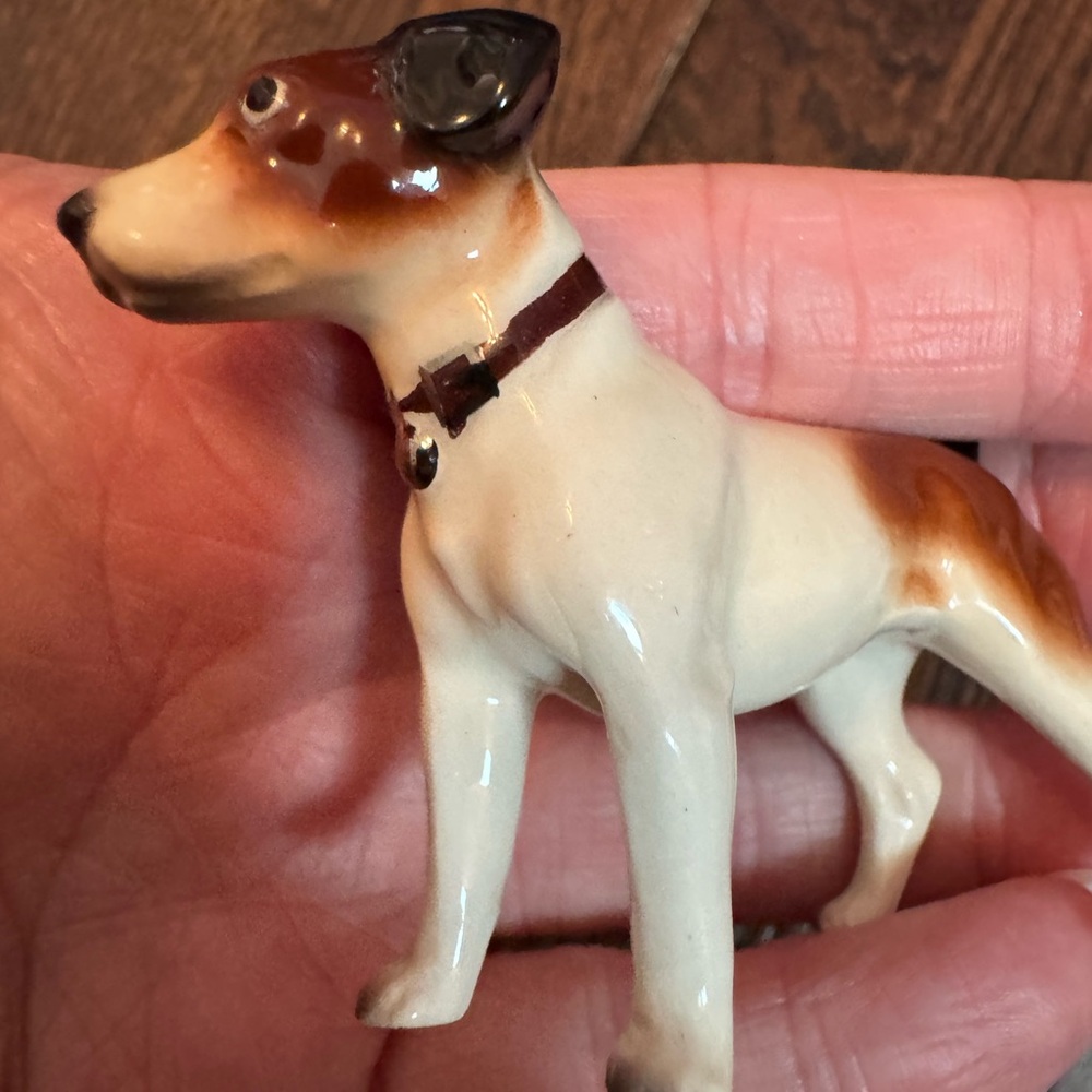 Vintage Ceramic Jack Russell Terrier Figurine - White & Brown with Leash - Picture 5 of 14